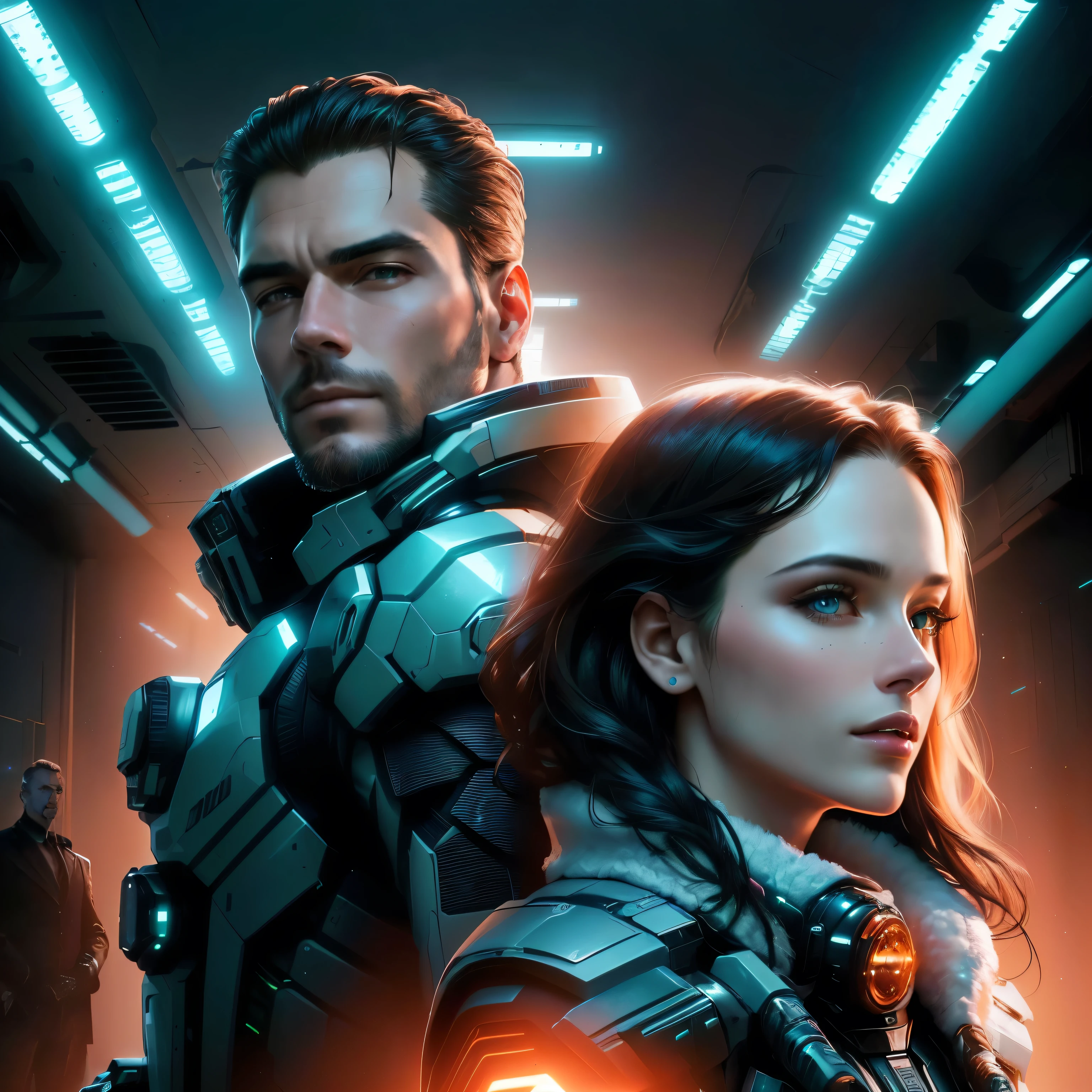 <lora:epi_noiseoffset2:0.999> <lora:V1.1-17SciencefictioncityonMars:0.333>
night, dark space, spaceship, dark lighting, war between two cities on mars, moonlight reflection, landscape
portrait, 2girl, cyborg and woman, (a cyborg woman touches a woman face with his hands:1.333), a cyborg has black tears from his eyes, a man with a wreath of flowers on his head, biomechanical, dark studio
4k, quixel megascans render, sintane render, hdr, best quality, masterpiece, photo-realistic, perfect detail, cinematic lighting, sci-fi