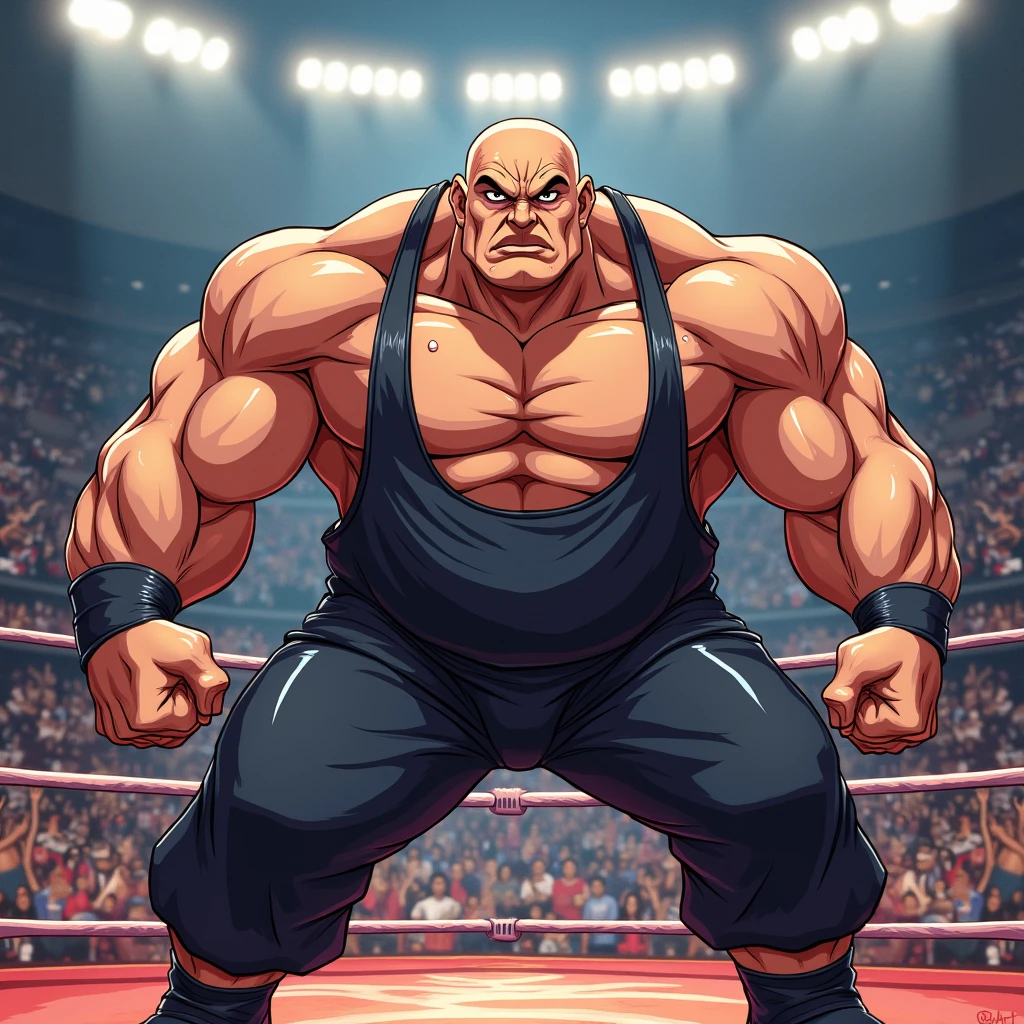 40yo chubby strongman male human, african skin, handsome round face, chubby, purple spandex pants (bulge), topless, cyborg metal arms, thick buzzcut, (running), futuristic city background, detailed eyes, sparks, electric, glow, (angry shout)
