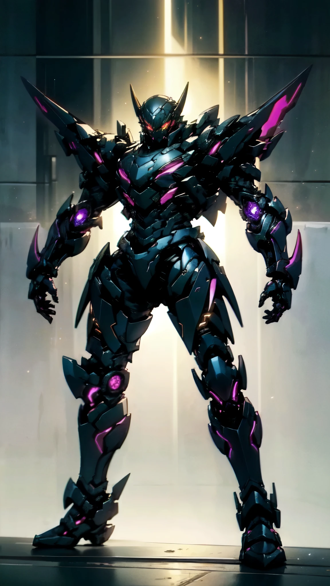 (masterpiece:1.5, best quality:1.5, extremely delicate:1.5), ((male:1.5)), a man wearing a full-face helmet, high-tech biomimetic armored combat suit, (a composite layered chest armor), the design balances heavy with agility, fully enclosed shoulder guards, matching arm and leg guards, a belt of gemstone, (the color scheme is primarily Red with Purple and Yellow accents, Organic Biotech, Concept Inspired by Vampire, glowing eyes, armor glows, huge cloak like devil wings), stand of a futuristic sci-fi city, this character embodies a finely crafted fantasy-style armored hero in anime style, exquisite and mature art style, metallic, high definition, highres, ultra-detailed, ultra-fine painting, professional, perfect body proportions, golden ratio, anatomically correct, symmetrical face, extremely detailed eyes and face, high quality eyes, creativity, RAW photo, UHD, 32k, Natural light, cinematic lighting, (masterpiece-anatomy-perfect:1.2)