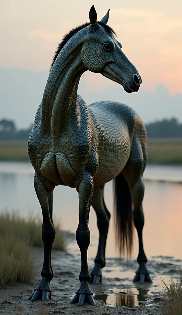 (high quality,4k,8k,highres,masterpiece:1.2),ultra-detailed,(realistic,photorealistic,photo-realistic:1.37),pixiv masterpiece,(intricate details), nsfw, chubby feral Alligator with highly detailed scales standing on its hind legs in swamp water, sharp-focus, charming, curvy, huge ass, very big ass, wide hips, thicc thighs, looming ass, butt focus, sexy pose, evening, cute, angry, impressive fur, powerful presence, mesmerizing beauty, flamboyant posture, well-defined claws, sinister-hearted, radiant aura, captivating artwork, artistically rendered, masterful strokes, attention to detail, tasteful composition, alluring charm, careful shading, great attention to anatomy, meticulous rendering, impeccable craftsmanship, vivid colors, perfect balance between realism and fantasy, wet, sweaty, big tail, thick tail, booty focus, Landscape shot, swamp, landscape focus, show butt
