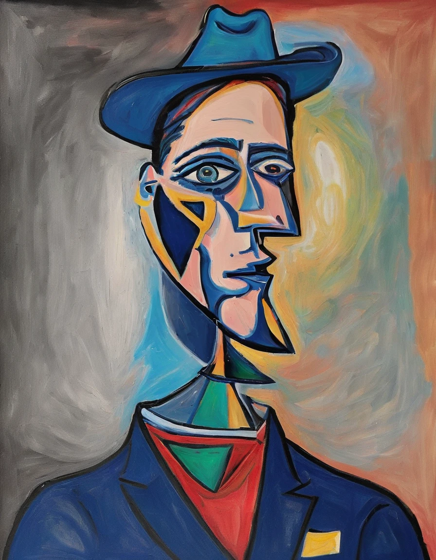 Picasso style portrait of elon musk