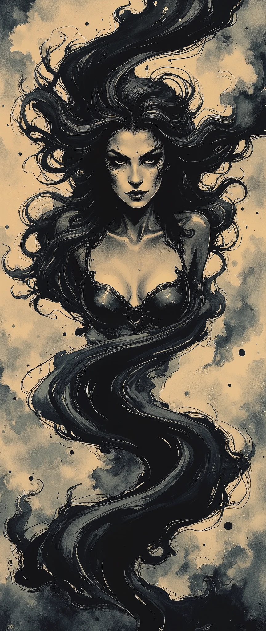 eva green, tim burton movie, ink lineart <lyco:t5darkfairytales:1>