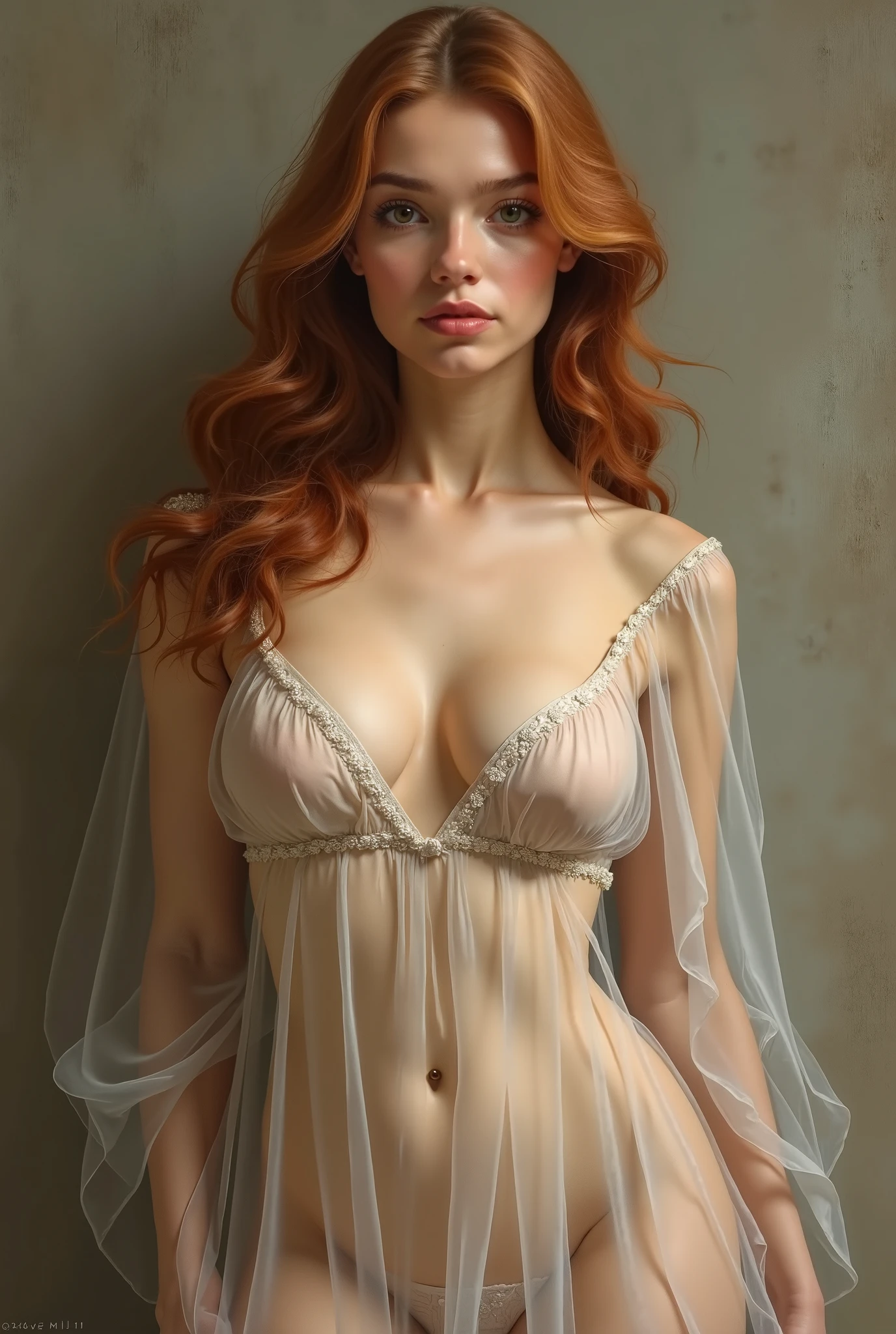 a gorgeous freckled irish redheaded college babe, perky tits, (puffy-nipples:1.3), nsfw, tone mapped, shiny oiled, detailed, rembrandt lighting, highly detailed, digital painting, artstation, concept art, smooth, sharp focus, beautiful illustration, photo, full body visible, only wearing heels, full body, Cornelia Parker, Cyril Rolando, Jean Delville <lora:PuffyNipples_V01:0.7> 24mm, a (realistic:1.1) photo of a 25 years old bombshell, puffy nipples, big nipples, big breasts, beautiful face, symmetrical face, wavy hair, half body shot, ultra detailed skin, lace thongs, (makeup, eyeliner, lipstick:0.7), smiling, posing, soft lighting, intricate, film grain, professional, fog, taken by a canon eos r5, city background, ex