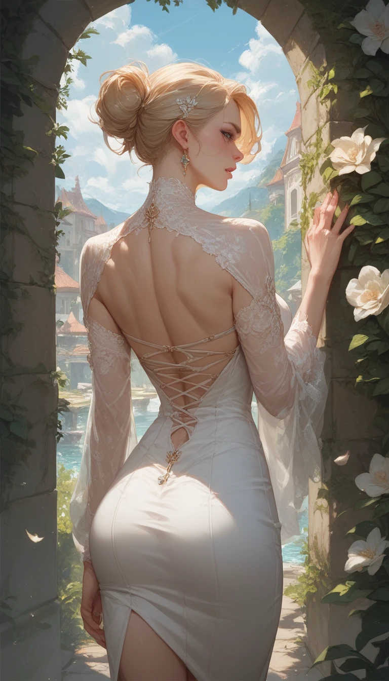 (masterpiece, best quality) <lora:epi_noiseoffset2:1> <lora:add_detail:0.8> <lora:FionaHauntingGround:0.8>
1girl, FionaHauntingGround, solo, looking at viewer, short hair, blue eyes, blonde hair, upper body, parted lips, looking back, from behind, lips, back, realistic