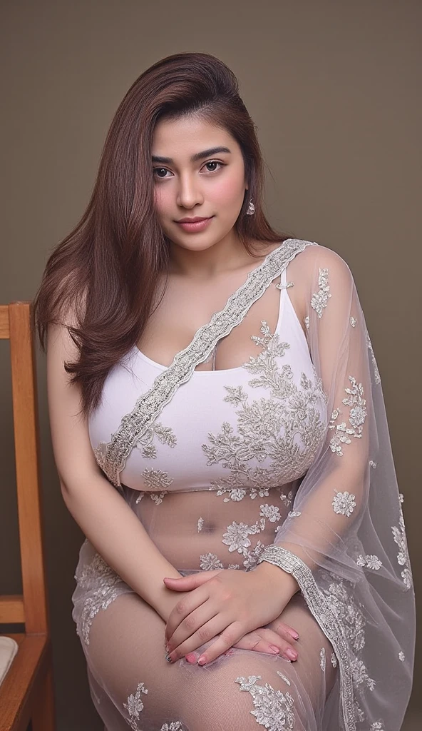 Cute, beautiful woman,(full body view), big natural lips, ((net saree)), indian female model divya bharti, dark red lips, dark red lips,IMG_5747.CR2