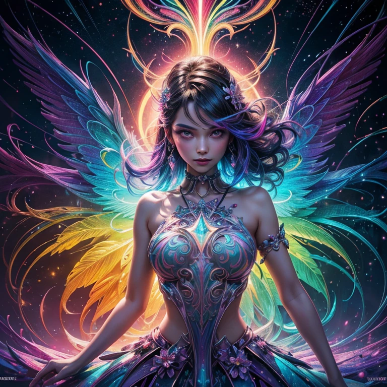 angel, wings, full body, by dan mumford, best quality, masterpiece, very aesthetic, perfect composition, intricate details, ultra-detailed, vibrant colors