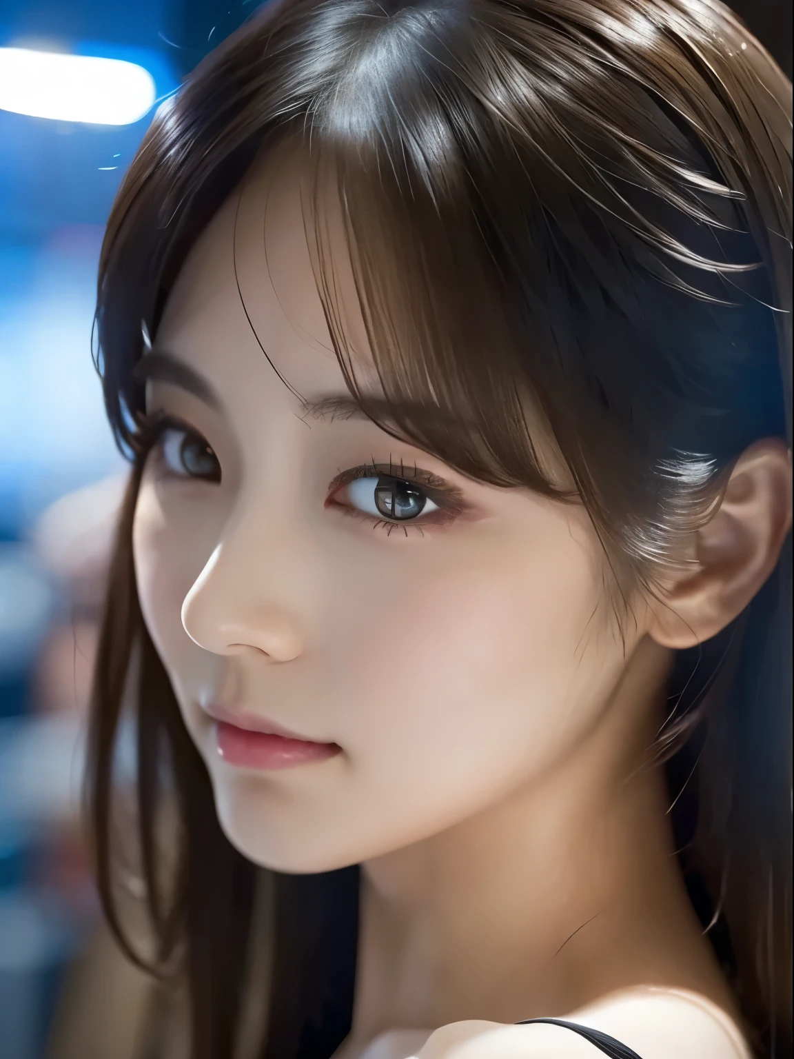 masterpiece、 1 beautiful girl、 detail Brown Eyes 、Swollen eyes、top-quality, 超A high definition , (Realism: 1.4), cinematlic lighting、( Japanese )、Asian Beauty、 Super Beauty 、Age 19、 beautiful skin 、Slender、( viewers)、( super realistic)、( high definition )、(8k)、( very detailed)、( Beautifully detailed eyes )、( ultra-detailed)、 (wallpaper)、 detailed face 、 bright lights on the Ped、 professional lighting during in-flight service、