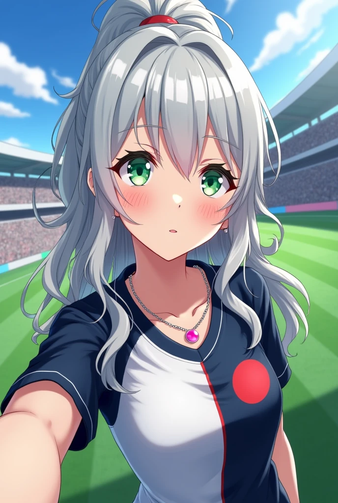mastute piece,Best Quality,insanely detailed,8k cg,nsfw,
(shoot upper body:1.3),
(1girls:1.3),standing,looking at viewr,body in front,both arms behind back,(soccer uniform:1.3),(bare breasts:1.1),(bare nipples:1.1),
break,
blush,shy,(ecstasy face),(trembling:1.2),break,(light silver hair:1.2),
break,
perfect breasts,perfect teats,(open mouth:0.9),(large breasts:1.2),
(soccer field),
