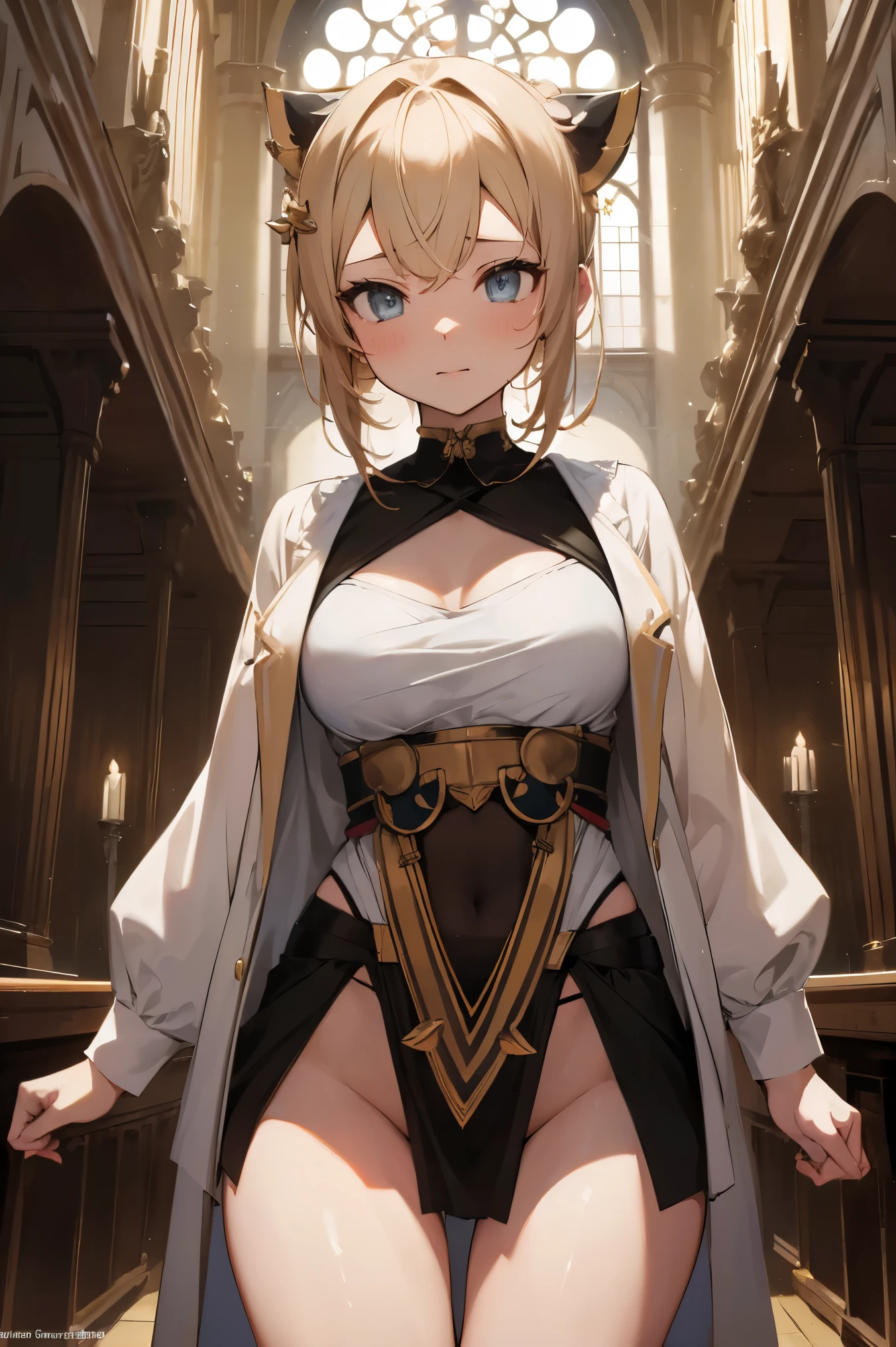 nsfw:1.6, Top quality, masterpiece, ultra high resolution, , (top quality, high resolution, 4K, detailed lighting, shaders, perfect anatomy, perfect proportions), eye of the beholder, (masterpiece, top quality) (top quality, 4K, 8K, high resolution, masterpiece: 1.2), highly detailed, (masterpiece: 1.3, top quality, ultra high resolution, ultra detailed), (top quality: 1.2), perfect eyes, perfect face, perfect lighting, (top quality, 4K, 8K, high resolution, masterpiece: 1.2), highly detailed, (top quality, 4K, 8K, high resolution, masterpiece: 1.5), highly detailed, masterpiece, top quality, ultra detailed, top quality, high resolution, 32K CG, very delicate and beautiful, illustration, high resolution, sharp focus, front lighting, glow, girl 1 person, solo, smiling, very beautiful and detailed anime face, very detailed eyes, ((masterpiece)), ((best quality)), (super detailed), ((cute)), cute, ((very detailed)), 4K, (8K), best quality, (best quality, 8K, 32k, masterpiece, super high resolution, very detailed, impressionistic:1.2), blurred background, (((two arms))) , (((two foot))), (((four fingers and 1 thumb))), Best quality , ((only one naval)),

(((Beautiful girl))). (White blonde hair). ((((Breasts, nipples and pussy not covered)))). (Dark skin: 1.6). ((Nicely trimmed blonde pubic hair)). (((Evening updo))). ((((Princess belly dancer)))). ((Tiara)). ((Bangs swept to the side to show forehead)). Beautiful blue-green eyes. ((Realistic pupils)). (Plump lips with rouge). ((Big breasts)). (Full breasts). (Well shaped breasts). (Small pink nipples). (Neat waist). Perfect proportions. ((((Slender body)))). ((Well-proportioned body)). ((Sexually alluring)). Smiling. (((White choker))). Earrings. Necklace. Bracelet. Bridal garter. Anklet.  (((Sexy pose))). ((Reading an old book)). ((Very wide and fantastical stairs of an old castle))). Relaxing. (((Beautiful and realistic background))).
