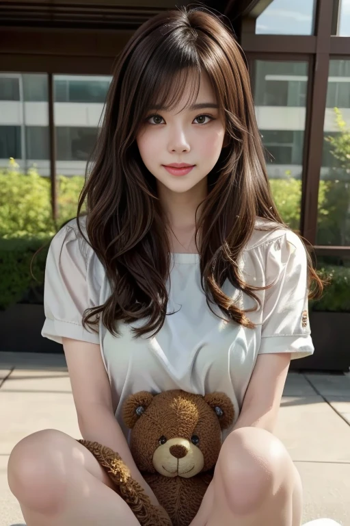  girl holding a teddy bear in her arms, cute girl, kawaii realistic portrait, visual of a cute girl, cute girl, cute girl portrait, makoto shinkai and artgerm, cute girl portraits, realistic girl artstyle, beautiful girl, realistic girl art style, ( girl), soft picture illustration, best girl, kneet sweeter