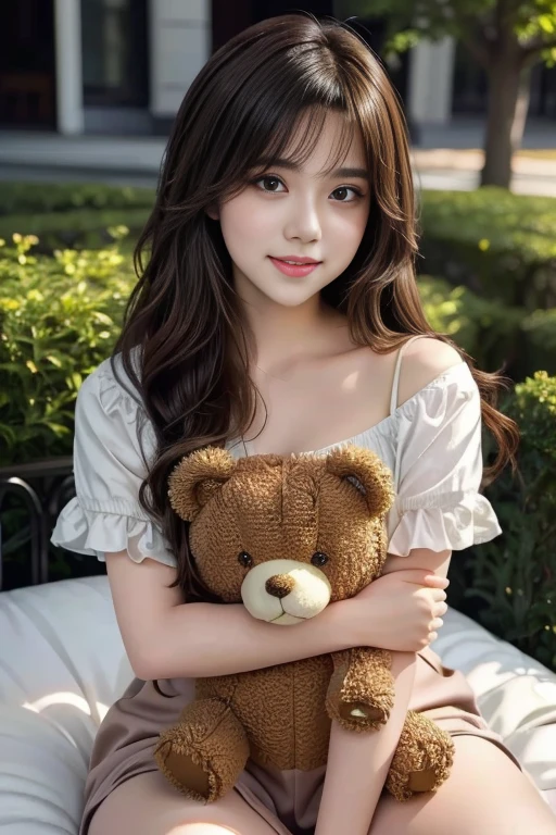  girl holding a teddy bear in her arms, cute girl, kawaii realistic portrait, visual of a cute girl, cute girl, cute girl portrait, makoto shinkai and artgerm, cute girl portraits, realistic girl artstyle, beautiful girl, realistic girl art style, ( girl), soft picture illustration, best girl, kneet sweeter