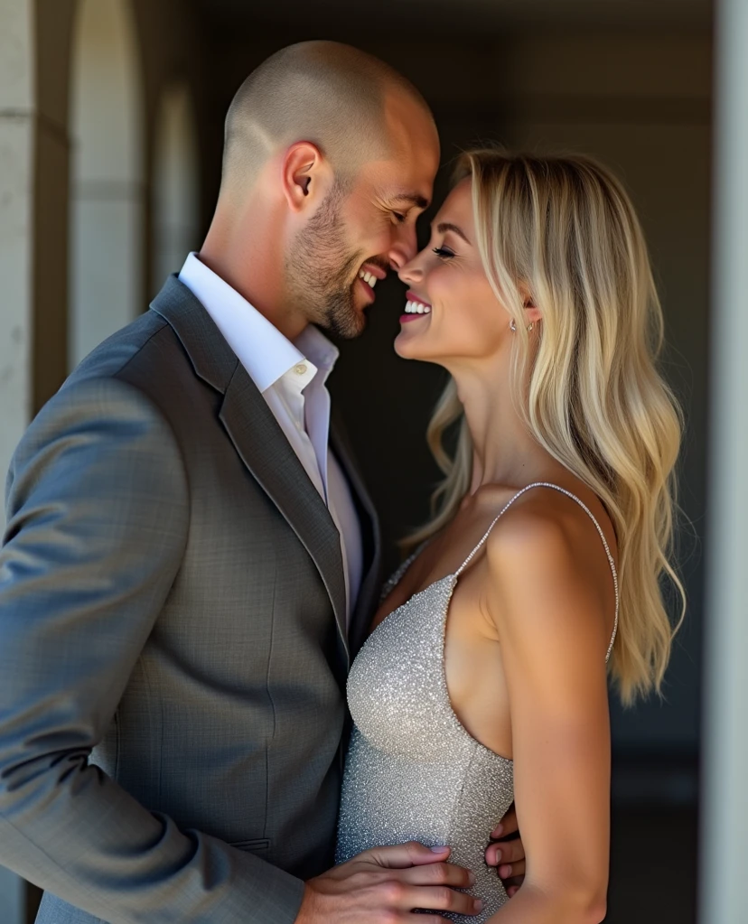 Very Handsome muscular and classy husband with thin stuble with his very beautiful elegant gorgeous wife blonde group wearing a dress clothes, taking a cute selfie highly detailed, Beauty 10 people, 10 people beauties, Dress clothes, A hyper-realistic, Smiling expression, party hiquality, Friends group, Nikon, Canon, Fujifilm, HD, 4K, 8k fun couple, dream couple, sweet couple, cute couple, photorealistic, high quality, realistic