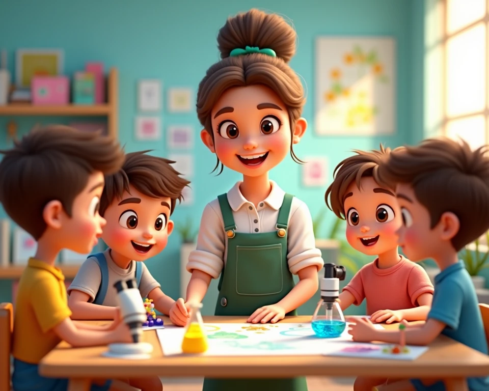 CREATE A CLASSROOM WITH CHILDREN AND THE TEACHER