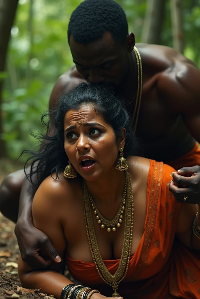 Beautiful thicc indian milf wearing red saree and blouse tied hand surrounded by angry goblins attacking her in dark forest, tentacles forest ,Being touched. Hands on her body , top breasts nude ,belly 
curvy navel ,exposing  , angry , anal sex, goblins forced   , goblins touching her breasts  ,top  view nude ,full body realistic , 4k, breasts nude, hot long nipples ,crowded goblins , goblins sucking her breasts , milf siting on goblins penis, goblin sex 