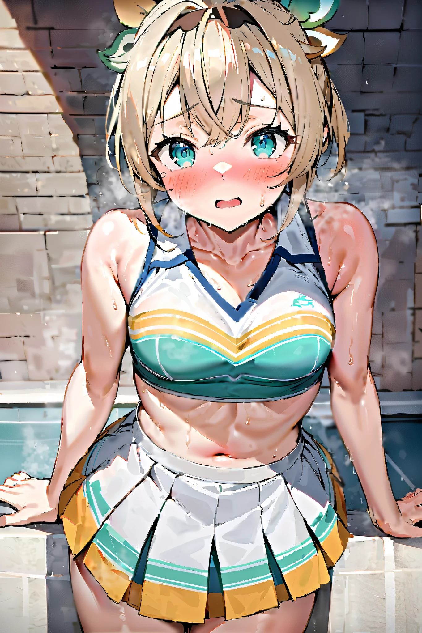 ( rides guy perfectly:1.3)、(Rich color expression)、(eyes half closed:1.3)、(Grin:1.3)、(Big tears:1.5)、(Drooling from the mouth:1.3)、(The body shakes violently:1.5)、vagina、8K resolution、 masterpiece、((highest quality))、Anatomically correct、(The whole body is wet with semen:1.3)、(Sticking out tongue)、(Flower Hair Ornaments)、(Large amounts of fluid)、(Basketball Uniforms:1.3)、(Knee socks)、((Hasselblad Photos))、[:(Detailed face:1.2):0.2]、(Sweatだく:1.6)、(Bend your knees:1.3)、(Leaning forward:1.3)、(Brush your hair back:1.3)、(Sweat)、(Hair pulling:1.3)