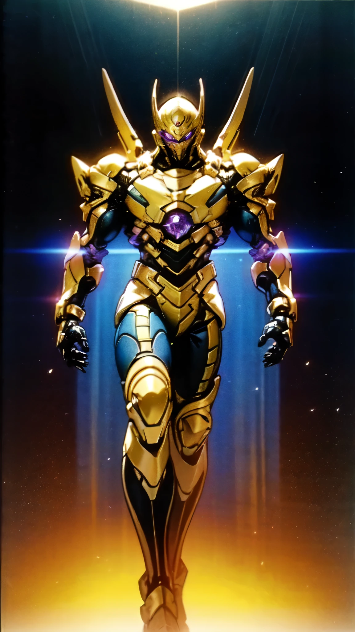 (masterpiece:1.5, best quality:1.5, extremely delicate:1.5), ((male:1.5)), a man wearing a full-face helmet, high-tech biomimetic armored combat suit, (a composite layered chest armor), the design balances heavy with agility, fully enclosed shoulder guards, matching arm and leg guards, a belt of gemstone, (the color scheme is primarily Red with Purple and Yellow accents, Organic Biotech, Concept Inspired by Vampire, glowing eyes, armor glows, huge cloak like devil wings), stand of a futuristic sci-fi city, this character embodies a finely crafted fantasy-style armored hero in anime style, exquisite and mature art style, metallic, high definition, highres, ultra-detailed, ultra-fine painting, professional, perfect body proportions, golden ratio, anatomically correct, symmetrical face, extremely detailed eyes and face, high quality eyes, creativity, RAW photo, UHD, 32k, Natural light, cinematic lighting, (masterpiece-anatomy-perfect:1.2)