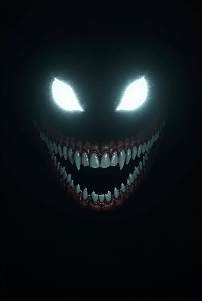 Eyes in the dark with a macabre smile
