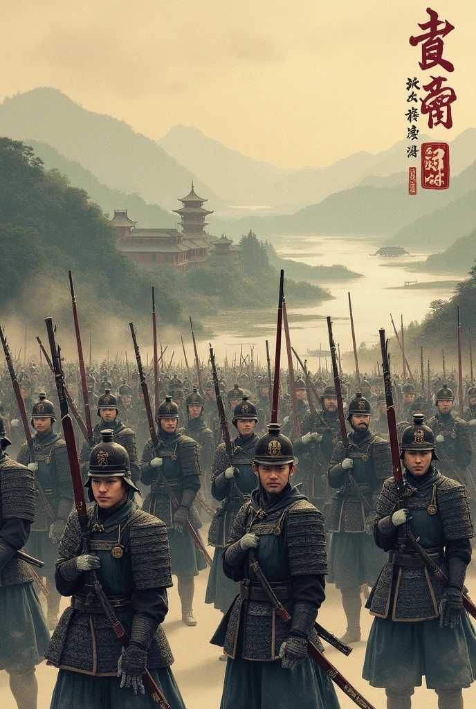 Best quality, Masterpiece, 超高分辨率, (photograph realistic:1.4), surrealism, Dream-like,fusionart, Ancient Chinese Battlefield, Three Kingdoms Battlefield, Alavid view of the castle,There was a group of people standing around, Beautiful rudder depth, in screenshot from the 300 movie, the great wall, Great wall, ( Matte painting, Epic matte painting, elaborate matte painting, epic cinematic matte painting, exquisite matte painting, detailed matte painting, Visually stunning scene,Ancient Chinese soldiers, Chinese soldiers, the great wall, hidden blade,