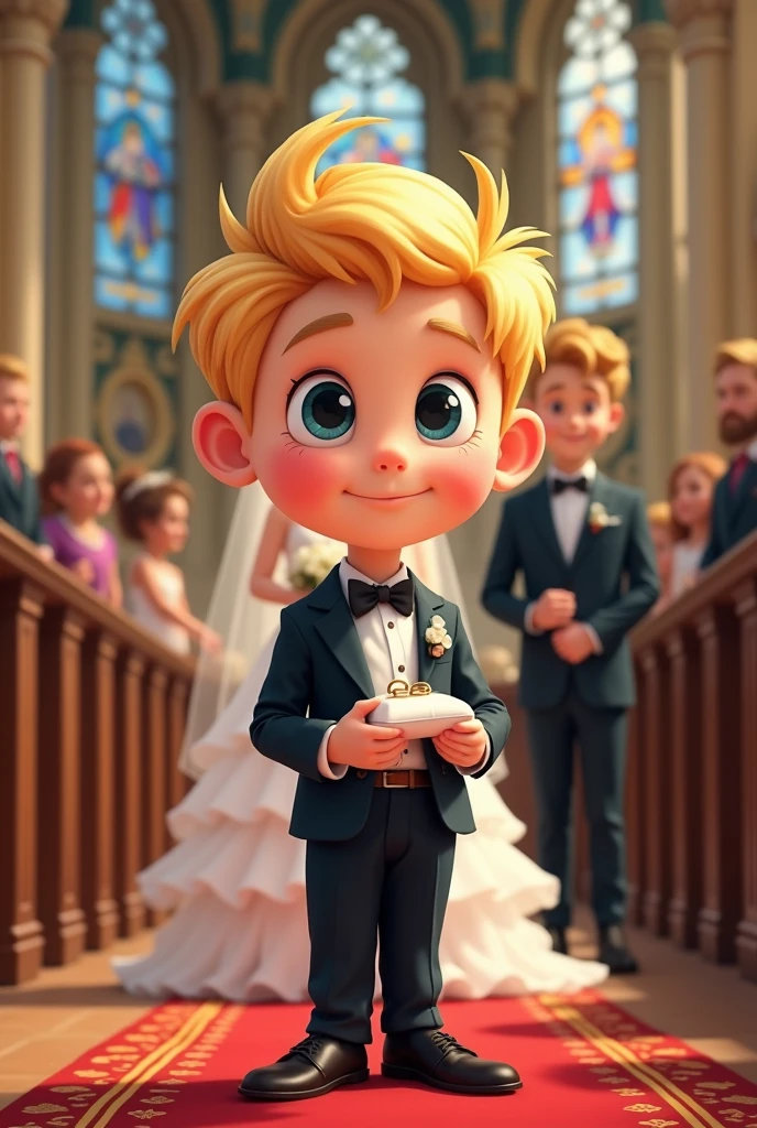 Boy wedding mass and taking to gone and laughing