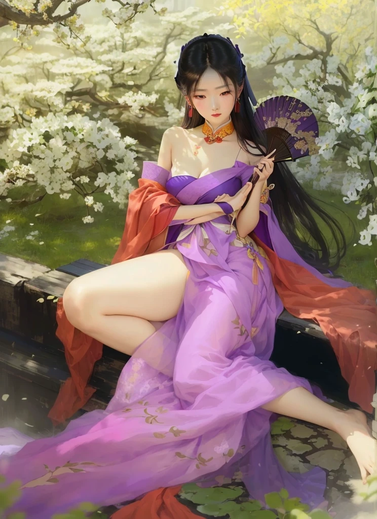 a woman in a blue and black dress sitting on a rock in a garden, a beautiful fantasy empress, ((a beautiful fantasy empress)), beautiful alluring anime woman, anime goddess, seductive anime girl, japanese goddess, 2. 5 d cgi anime fantasy artwork, full body xianxia, beautiful goddess, fantasy art style, extremely detailed artgerm
