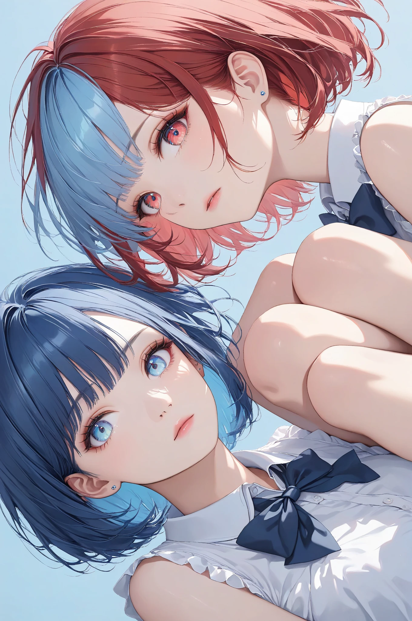 Sky blue hair、Braided Short Hair、Pink Eyes、Fair skin、whole body、sports festival、masterpiece、Highest quality、Very detailed、Best Shadow、Detailed Background、Beautifully detailed face、High Contrast、Best lighting、Very delicate and beautiful、Cinematic Light、Hyper Detail、8k、Dramatic Light、Exquisite detail、