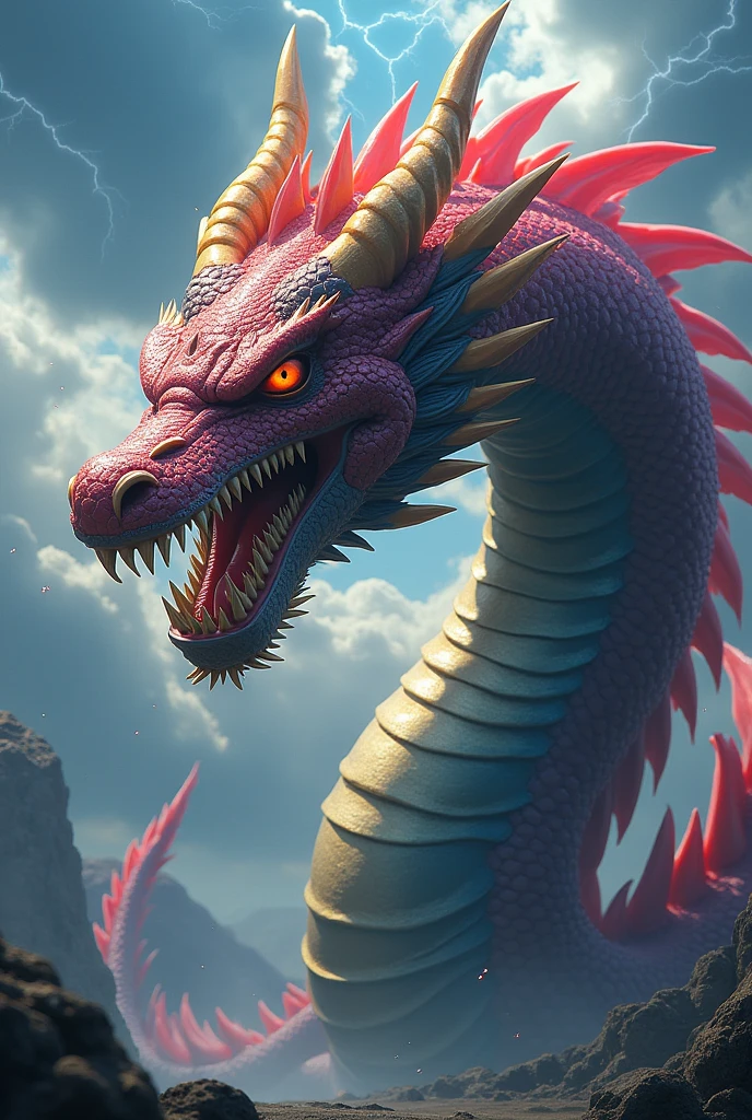 A hyper realistic crazy dragon in vivid colors