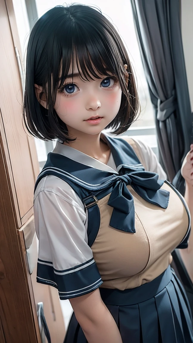 very cute girl)))、Junior high school students、uniform、 bob cut - SeaArt AI