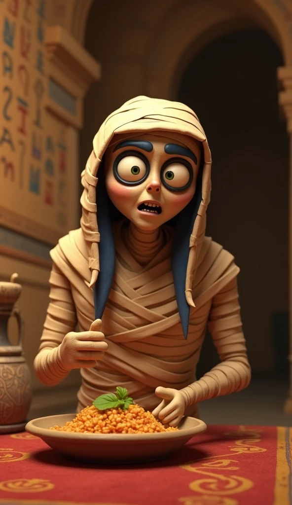 3D cinematic film, disney pixar style, 4k, highly detailed, mummy, egyptian <lora:MummyXL:0.5> long shot, full body