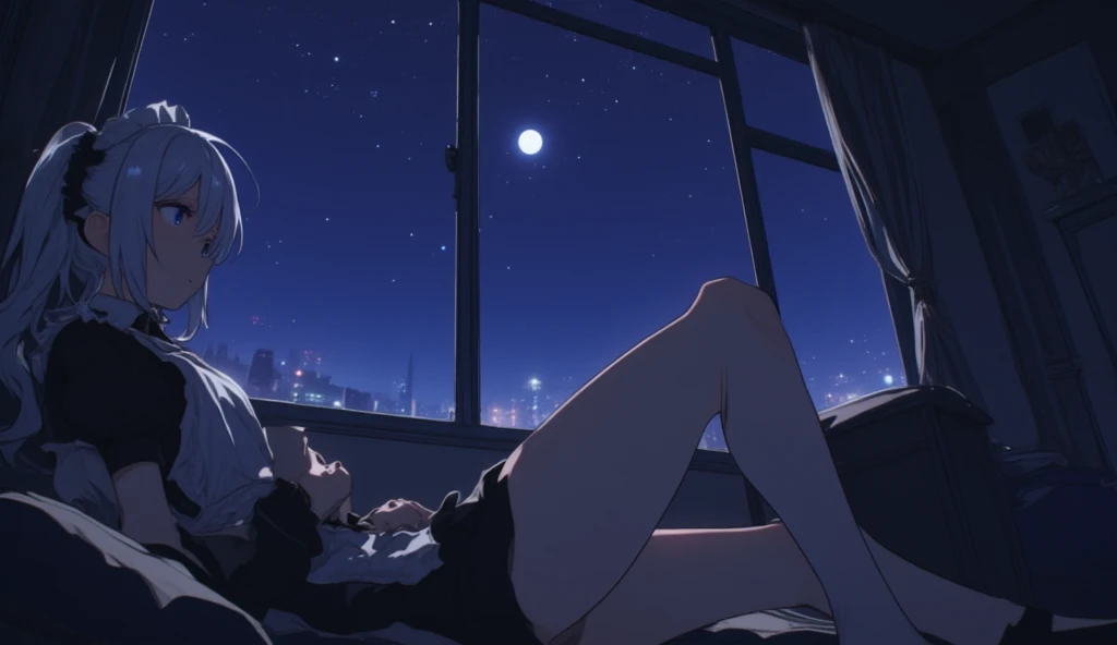 Highest quality(8k)masterpiece、Time: Night(2.0)Lying on a bed by the window, holding a cute calico cat(2.0)、Clothing is high school uniform(1.8)The night view can be seen from the window(1.8)、A room in a high-rise apartment with very large windows(1.8)It's dim in the room.(1.8)、猫はSuper detailed、Identifying each and every hair(2.0)、One girl、Very cute、Best Style、Hairstyle(long(1.8))The room is a high school girl's room(1.8)、There are no curtains、17age、Firm and refreshing々Fresh skin。Plump legs、eye(Super detailed 1.8)Wearing makeup(2.0)