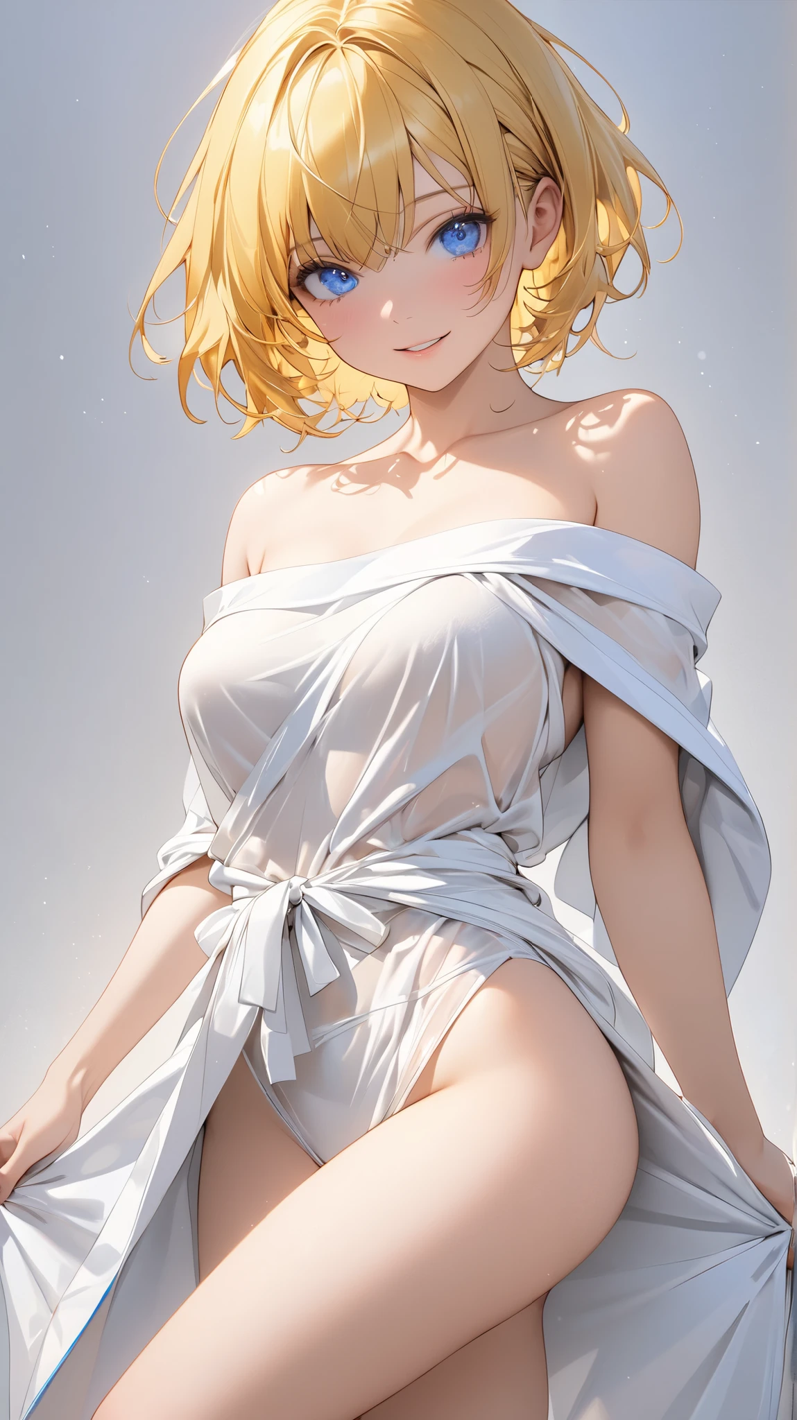 (realisitic: 1.4), (masterpiece, side lights, Fine and beautiful eyes: 1.2), masterpiece*portlate、realisitic, 3D 顔, Luminous Eyes, Shiny hair, Skin falls out, 独奏、embarrassed from, (Upper abdomen), White underwear, (small tits)、blonde hair、(A Princess)