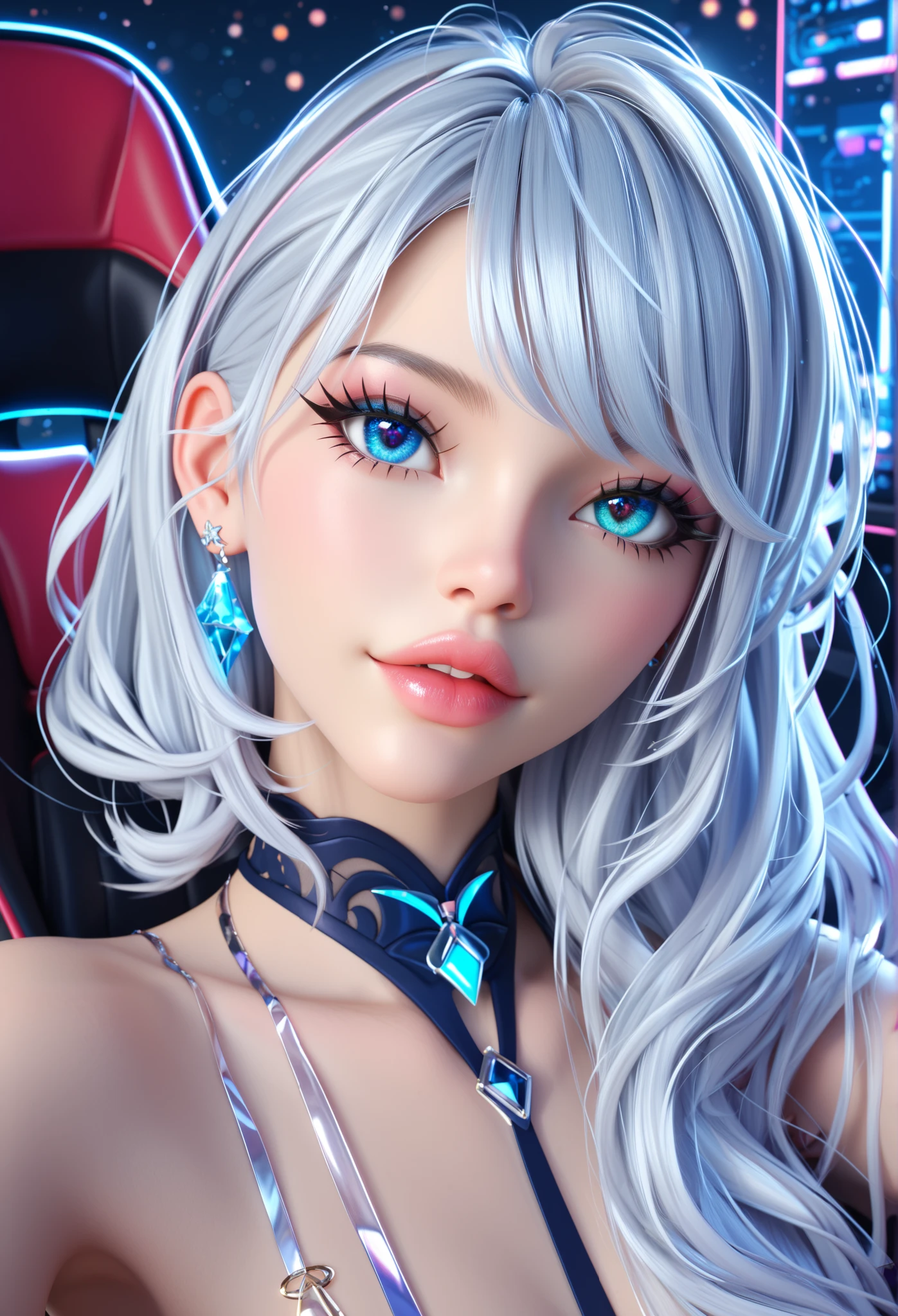 complex 3d render ultra detailed of a beautiful porcelain profile woman android face, cyborg, robotic parts, whole body, beautiful studio soft light, rim light, vibrant details, luxurious cyberpunk, lace, hyperrealistic, anatomical, facial muscles, cable electric wires, microchip, elegant, beautiful background, octane render, H. R. Giger style,Black Silk Stockings , best quality, masterpiece, illustration, an extremely delicate and beautiful, extremely detailed ,CG ,unity , (realistic, photo-realistic:1.37),Amazing, finely detail, masterpiece,best quality,official art, extremely detailed CG unity 8k wallpaper, absurdres, incredibly absurdres, silver halmet, full body, sitting,china girl, (silver|pink|blue|green gradient hair:1.8), curls hair,(lalisa manobal face:1.6),(headset:1.7), all fours, bottom up,(wavy hair:1.6),(super long hair:1.8),
future machine,Electronic equipments,future sense,(mechasuit:1.5),xenoblade chronicles: future connected, (blue eyes:1.9), pixar style, disney style,