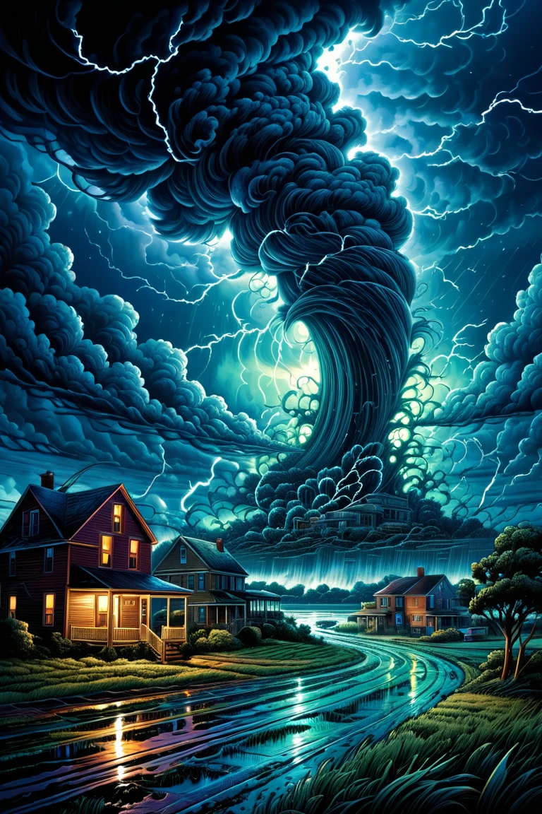 strong Tornado Storm, by Alena Aenami.
best quality, masterpiece, intricate details, ultra-detailed