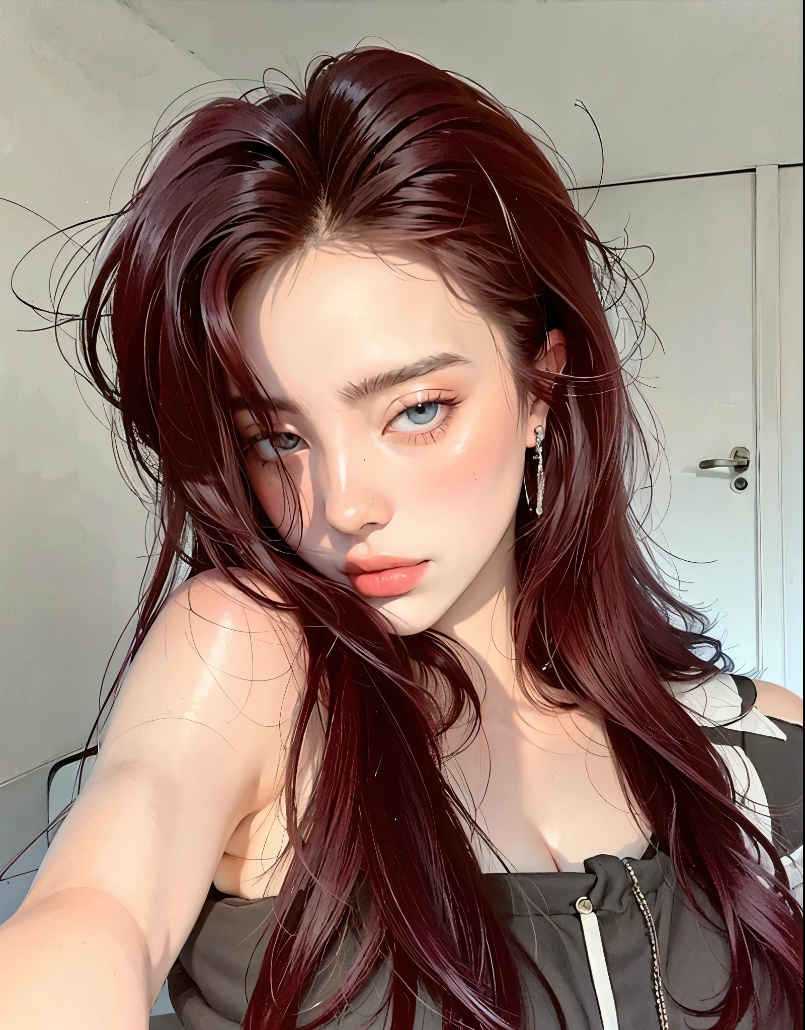 mermaid eyes and slanted eyes and asian eyes and red hair