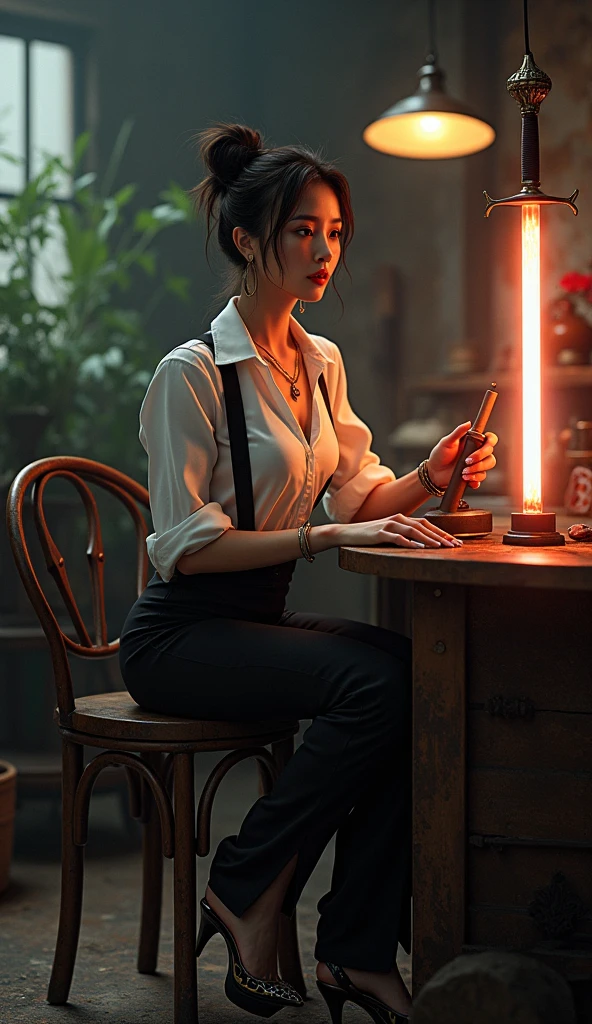 ((calidad superior)), ((obra maestra)), ((realista)), (Los detalles), (fotorrealista:1.5), Science-Fiction, HDR, Trazado de rayos, NVIDIA RTX, Los ultra-Highres, Irreal 5, Sub-Surface Scatterring, PBR texturizado, Post-procesamiento, Anisotropic filtering, Profundidad de campos, maximum sharpness and sharpness, Regla de los tercios、8K RAW、(Luminescent Particles:1.4)、(super-detailed CG、Unidad 8k Fondos de pantalla、lighting like a movie、destello de lente、foco nítido. geisha with blood in her mouth, Robotic Parts, Cannon fire, Arte cyberpunk、arquitectura cyberpunk