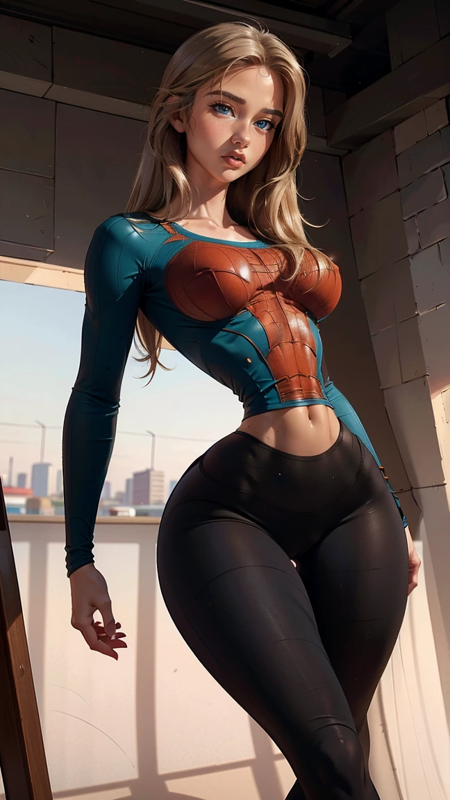 
Thicc ass, two girls (()) European , sporty, perfect body, slim, ((perfect and round ass)), light brown hair, pretty eyes, full lips, with freckles, small nose, black Nike leggings, posing from behind ,sweat looking at the viewer, smiling, on a running track, super realistic image, 8k, realistic skin texture, ((photo by full body, standing, Feet on the ground)) close up 1girl in, teenager, Solo, Aesthetic artwork, blond, straight blonde hair, super long blonde hair, light blue eyes,  some small freckles, pale skin, A-cup, small breasts, runners body, (thin hips, thin waist: 1.25), detailed skin, shy smile, (action shot falling: 1.25), She wears Spider-Man suit, red and black color scheme, spider, very detailed city roof background, rooftop, overlooking the city, 50mm, 4k textures, soft cinematic light, RAW intricate, elegant, highly detailed, sharp focus, ((((cinematic look)))), soothing tones, insane details, intricate details, hyperdetailed, low contrast, soft cinematic light, dim colors, exposure blend, hdr, faded