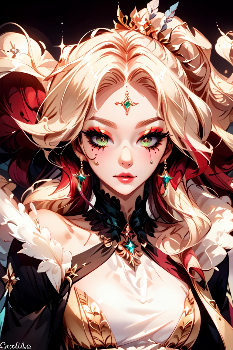 "Design a sexy anime-style female character with a perfectly sculpted and alluring figure. Her body should be proportionate, with smooth curves and a confident stance that exudes elegance and charm. Her eyes are mesmerizing, large, and expressive, with a dazzling sparkle that draws you in, framed by long lashes and a subtle shimmer of makeup. She has long, flowing hair that complements her radiant beauty, and her outfit should be stylish and slightly provocative, highlighting her features while maintaining sophistication. The background should enhance her allure, with soft, glowing light and vibrant colors that make her stand out as the centerpiece."