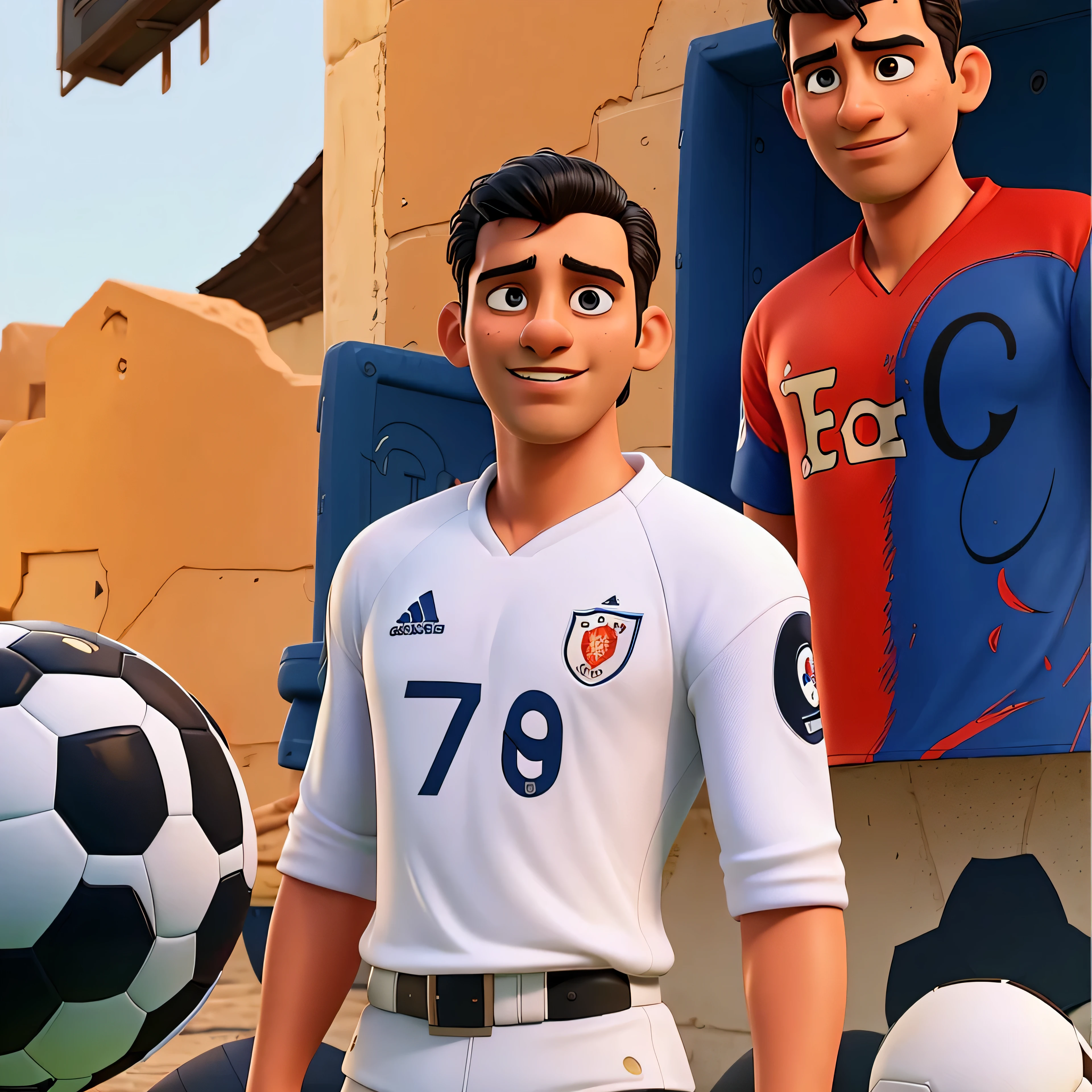 Messi and CR7 with golden balls