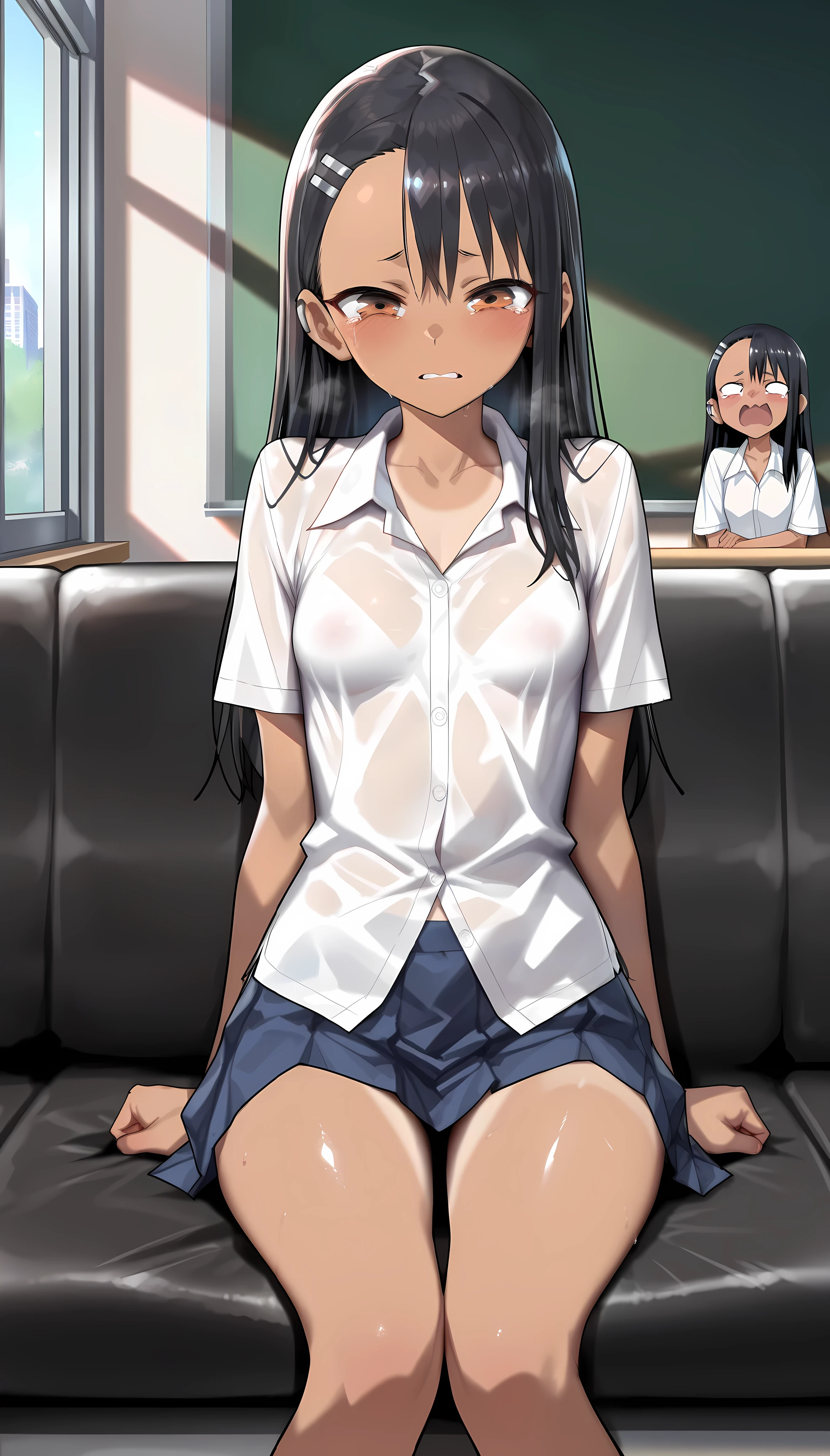Brown Gal,Open cloth,Strong anger,I hate it quite,laying on back,Solo,Angry mouth,Looking at Viewer,Rin Shibuya,perfect anatomia,From head to toe,Vaginal sparring,cum shots,close up,In the school,cum shots,Close-up of ,a large amount of ,Tecateca skin,Full body like,Small,Saggy,a large amount of cream in the crotch