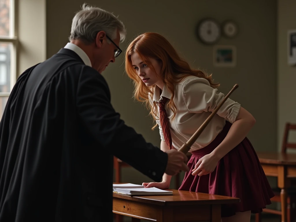 18-year-old Hermione Granger a desk with skirt lifted - SeaArt AI