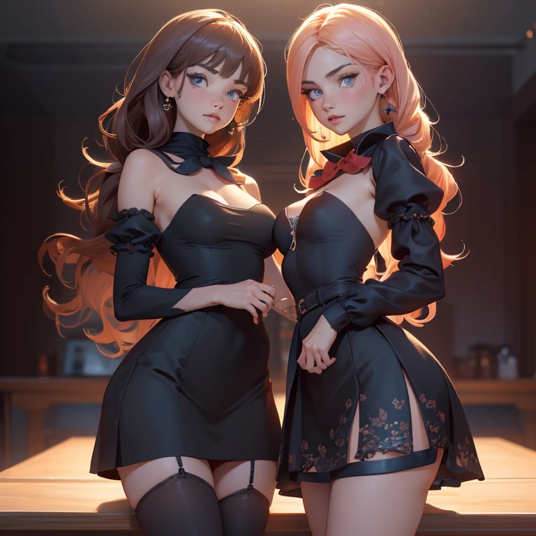 ( 2girl masturbating),(masterpiece, best quality:1.4), absurdres, highres, ultra detailed, beautiful, (perfect face, detailed face, beautiful:1.3),(natural breasts, cleavage), jacket, strapless sheer lace corset, black pencil skirt, tight, over the knee skirt, thighhighs, thick thighs, thighs, More detailed 8K.motor irreal:1.4,UHD,La mejor calidad:1.4, fotorrealista:1.4, textura de la piel:1.4, obra maestra:1.8,obra-prima, mejor calidad, (detailed face features:1.3),(manos detailed)