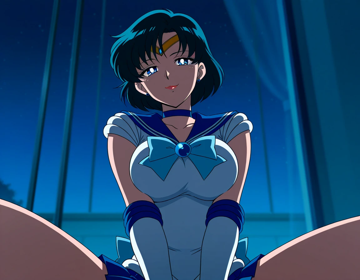 anime character clara (big breasts) sailor moon、sailor mercury, pixiv 3dcg,  anime moe art style, biomechanics oppai, Highest rank in pixiv, best quality, 8K HD, thigh gap, nude、Underwear with small area