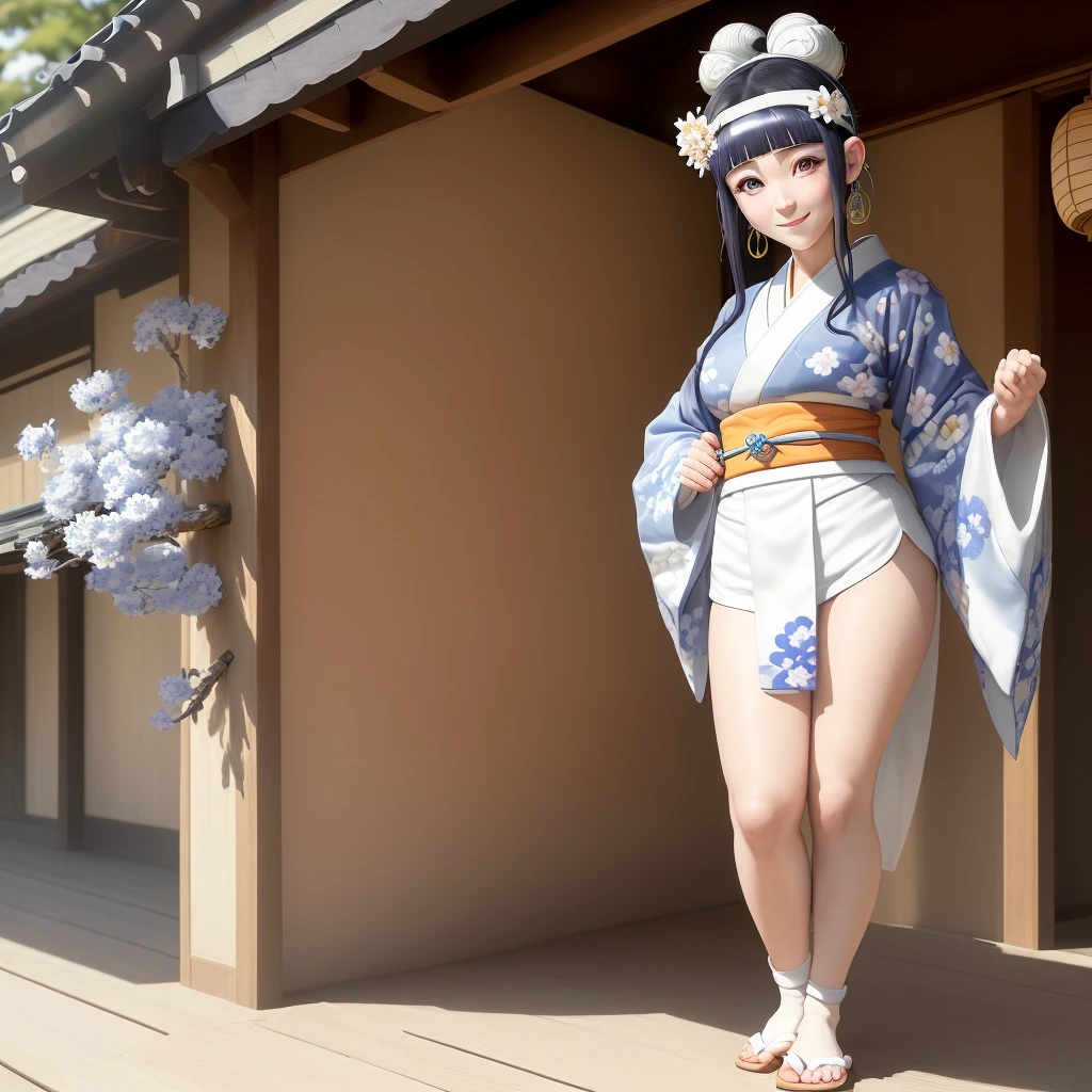 (masterpiece:1.3), (absurdres:1.3), (best quality:1.3), (ultra-detailed:1.3), 1girl, looking at viewer, full body, smile, outdoors, hand on hip, <lora:cherino-fi-000009:1>, cherino-fi, halo, cherinosummer-fi, halo, school swimsuit, white swimsuit, open kimono, pink kimono, hairband,
