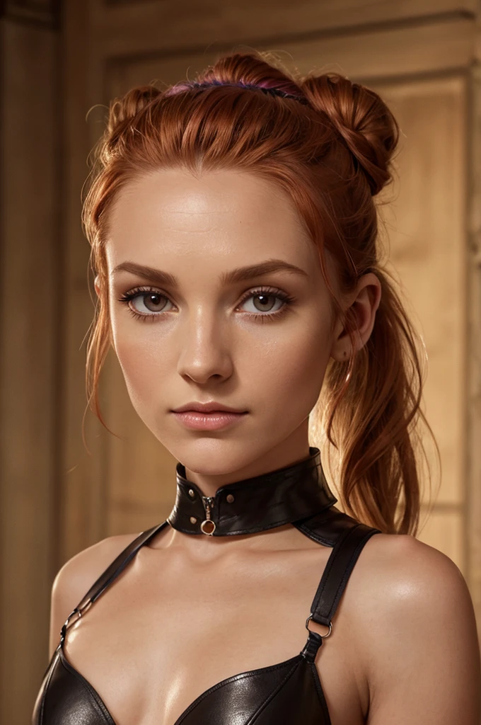 (masterpiece, top quality, best quality, official art, beautiful and aesthetic:1.2), 1girl, red hair, cat ears, (glitch art), (digital distortion), pixelated fragments, data corruption,colorful noise, visual chaos,contemporary aesthetics, a beautiful elf woman in red leather armor with straps, grey straight hair in a braid, elongated serious face, (best quality,4k,8k,highres,masterpiece:1.2),ultra-detailed,(realistic,photorealistic,photo-realistic:1.37),fantasy,portrait,intricate details,highly detailed face,exquisite leather texture,dramatic lighting,cinematic composition,muted color palette,moody atmosphere