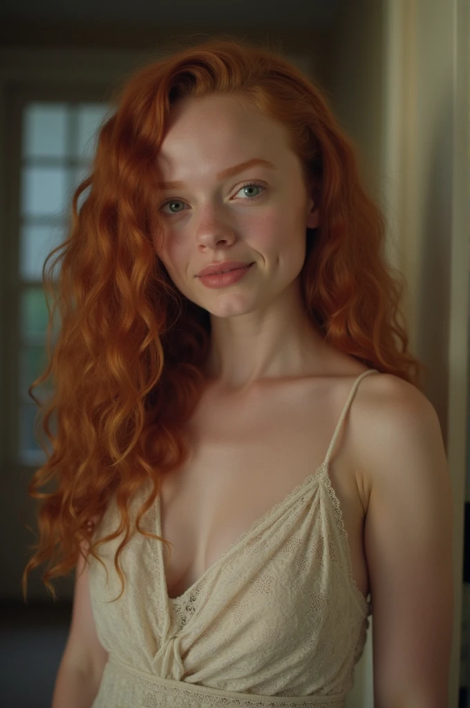 Very Beautiful red-haired woman, lean, jewish, red eyes, athetic, very elegant