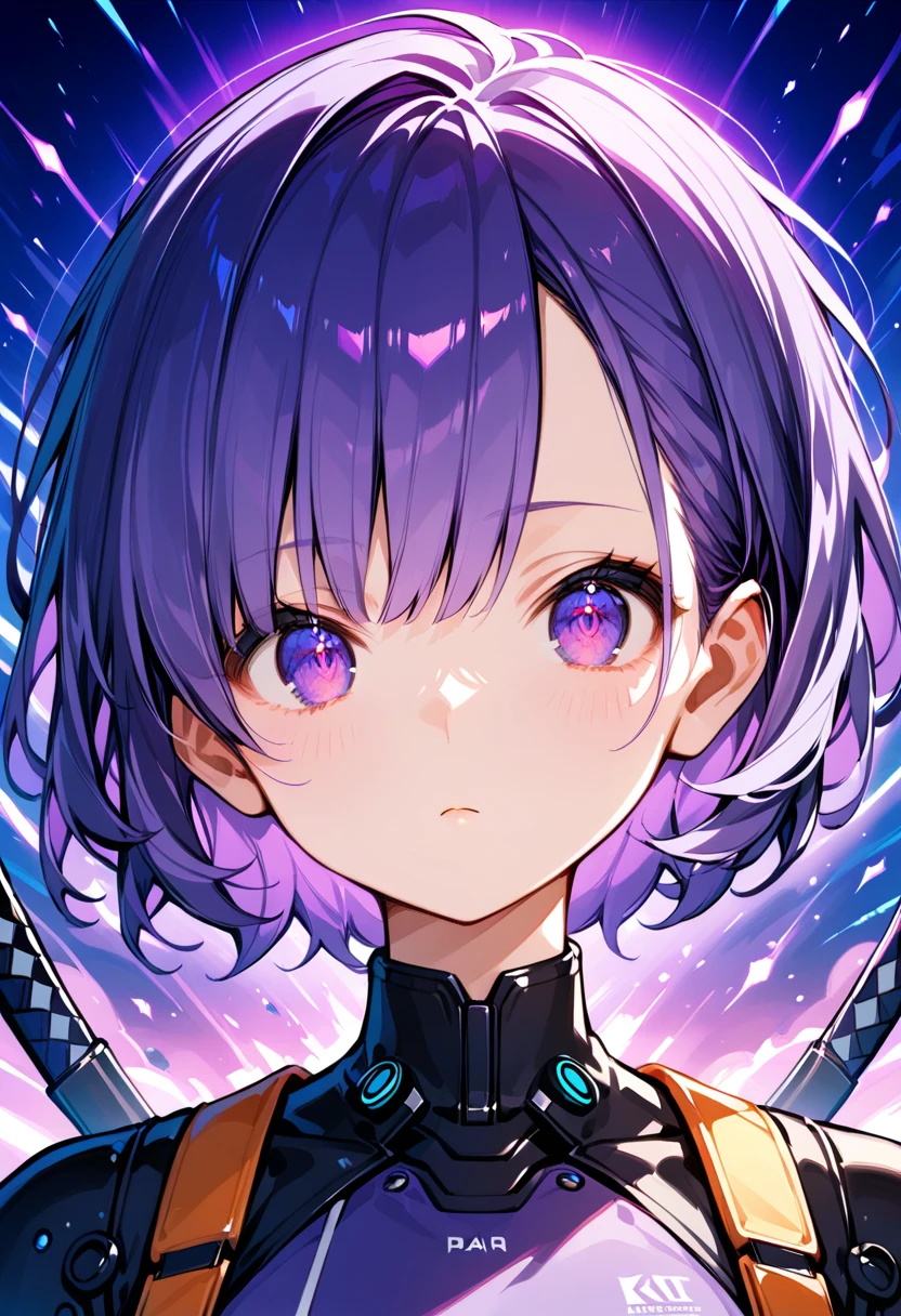 a close up of a person with purple hair and a purple tie, stylized anime, anime moe artstyle, katana zero video game character, anime girl of the future, portrait anime space cadet girl, portrait knights of zodiac girl, close up of a young anime girl, anime stylized, with glowing purple eyes, in an anime style, anime styled 3d