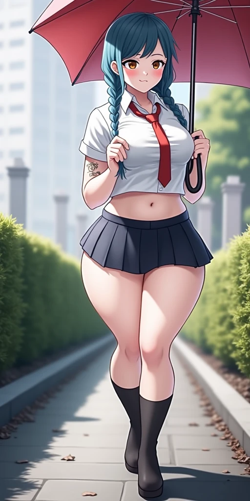 PERFECT MASTERPIECE, EXTREMELY DETAILED CG UNITY 8K UHD QUALITY RESOLUTION,  RAW PHOTO, AWARD-WINNING PORTRAIT, PHOTOREALISTIC, OFFICIAL ART, SHINY REALISTIC SKIN, (v3.0 Punk Rock Baked:1.3), The most beautiful and sexy school girl, very long black colored hair in pigtails, vibrant moonlight eyes, long detailed eyelashes, blushing, full pouting pink lips, curvy body, full hips, super huge enormously gigantic tits, cleavage showing, gigantic tits bursting out of her shirt, wearing a school girl uniform school girl skirt and Nike sneakers and backpack, tons of tattoos and piercings, arching her back in a sexy seductive slutty pose, looking at the viewer, full body portrait, cowboy shot, sexy seductive slutty facial expression, cherry blossoms blowing in the wind, school campus background 