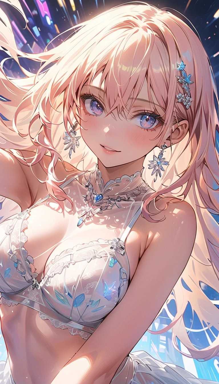 (seaside photo:1.1, in blue marine:1.5), Masterpiece, best quality, (very detailed CG unity 8k wallpaper), (best quality), High definition RAW color art, Animation,sculptures, (pink Marble Skin), (((Ultra detailed elegant))), Magical atmosphere, Detailed skin, Texture,(Intricately detailed, Fine detail, ultra-detail art), depth of fields, bokeh, Silky Touch, Hyper Detail, beautiful eyes, Elegant Face, (lying on pastel pink waterfront), sparkle background, enormous breast:1.3, (silver hair), pastel purple,, muscle, embarrassing red face, wide open udder, shorthair, nsfw black bikini