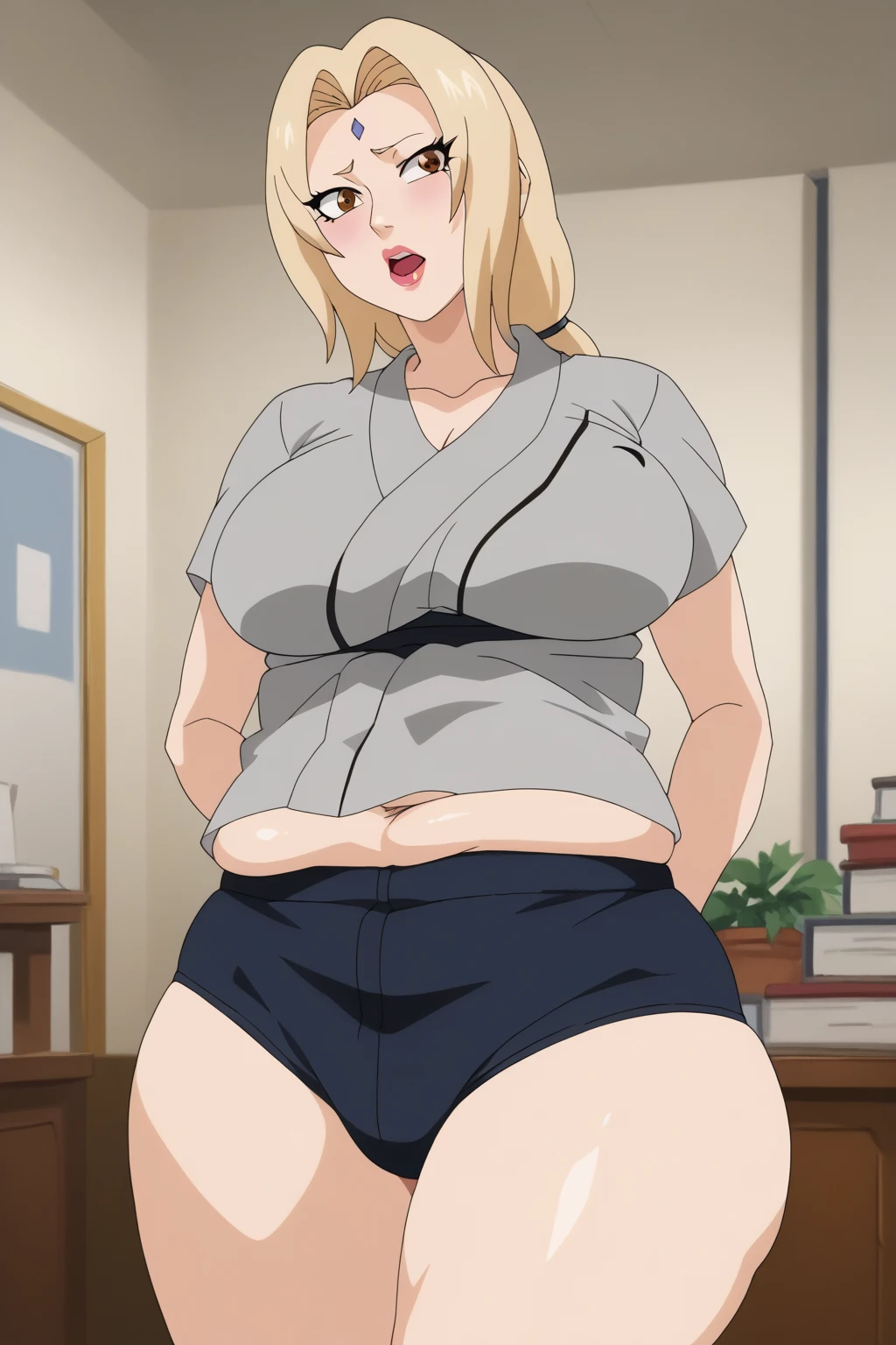   score_9,   score_8_up,   score_7_up,   score_6_up,   score_5_up,   score_4_up,     Masterpiece   ,   top quality,   Very Aesthetic,   absurd, Tsunade, Tsunade,  source_Anime, Anime screencap,    one woman , Alone,  personal  ,  Brown Eyes ,   blonde hair,   long hair, Super huge breasts, (((Super huge クレビス, Super huge , Super huge boob))), Curvy,   Wide Hips  ,   embarrassing expression, indoor, Fat body,   chubby, obesity , chubby , weight gain ,  embarrassing,   Untidy Stomach ,  Protruding Stomach  , Putty Clothes ,   mature mature ,   embarrassing , Fat face, double chin ,   Annoying Expression ,  fat woman , huge arms and legs, Big breasts and ass , huge saggy tits ,  chubby, 