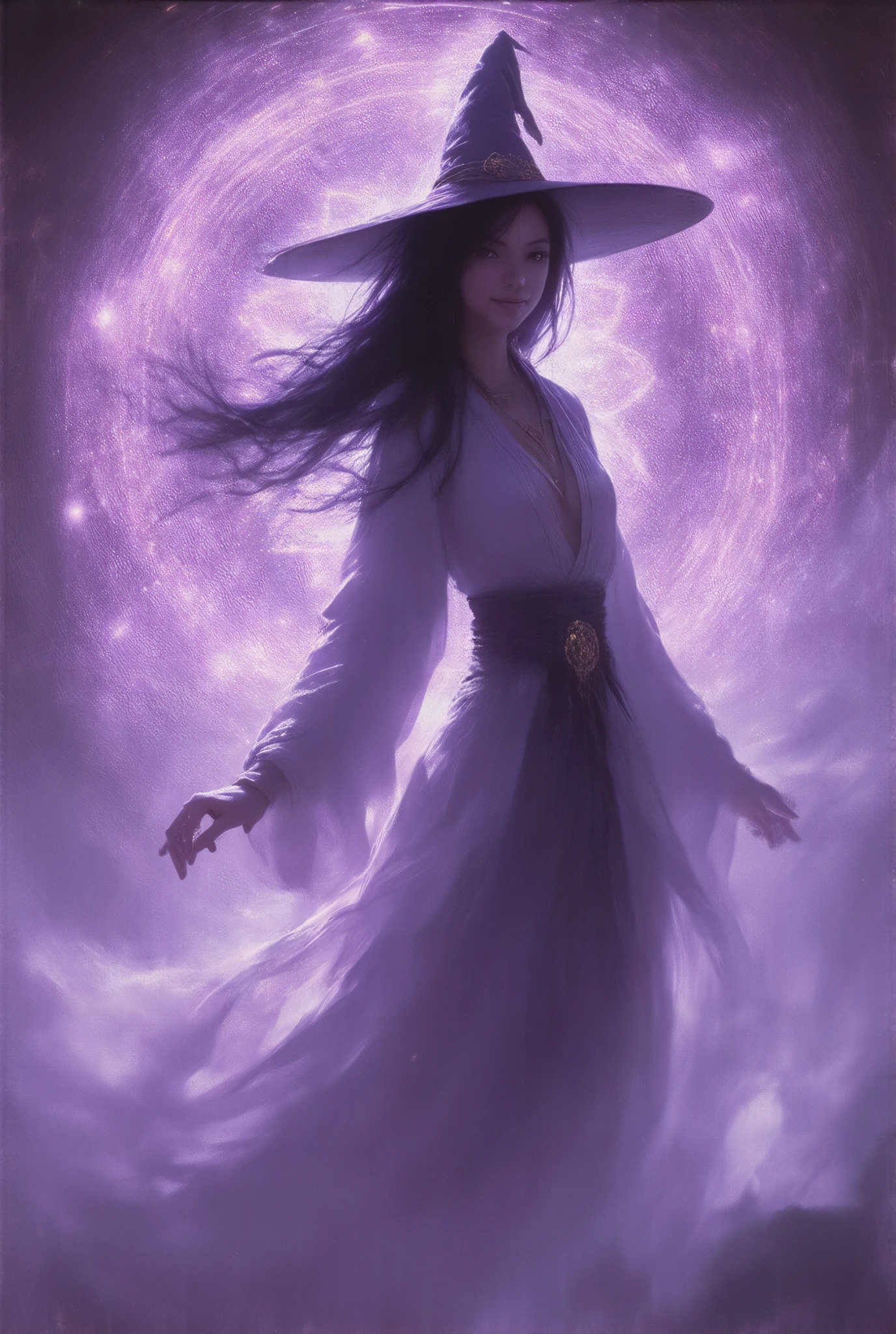 Zerg Queen Beautiful Girl: Ranlinger, 18 years old, Black Mage, Messy Hair, oil, Romanticism painting, beautiful Perfect Face, Soft Skin, Perfect Face, Yasutomo Oka's painting style,  (beautiful and huge bouncing firm ample breasts, deep cleavage:1.5) and a huge waist,, Add light purple and purple, Add Light Red, Intricate details, Splash screen, 8K resolution, masterpiece, Meek smile, Big temple, mysterious magic circle background, Buddhist Mandala, Colorful background, aura, Gentle gaze, Break, Blonde, dynamic sexy poses, Strong winds, Mr.々Light source, Colorful light,