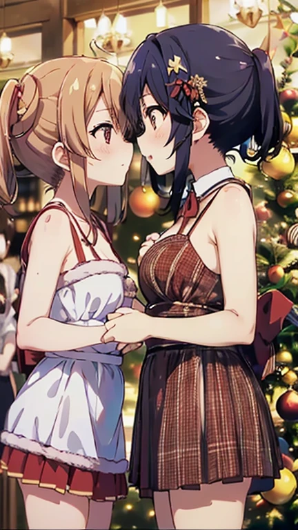 Masterpiece, best quality, best lights and shadows of Studio, 8k, hdr, 2 women, they are Makoto and Yukiko , from the game persona, one is consoling the other with a tight hug, perfect anatomy, perfect hands, perfect arms, perfect legs, sideshot, looking at each other, crying, Sakura has pink hair, Ino has blond hair, konoha Village clothes style
